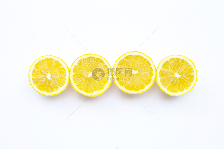 白色背景的新鲜柠檬图片