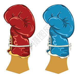 拳手套蓝色和红拳击手套运动它们插图插画