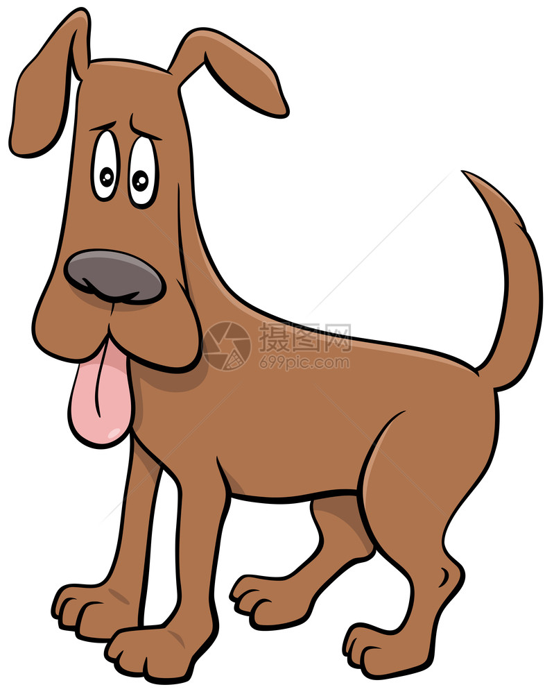 卡通插舌头的惊吓狗漫画动物人的插图图片