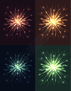 与射线和光的亮爆炸集用于您创造力的矢量元素fo图片