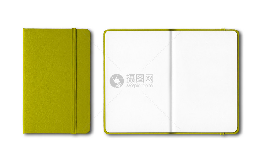 橄榄绿的关闭和打开的笔记本模型孤立的白色橄榄绿封闭和开放的笔记本隔离在白色上图片