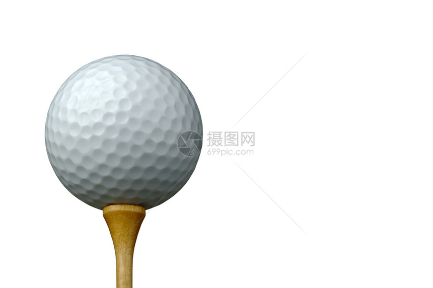 白色背景上孤立的高尔夫球和图片