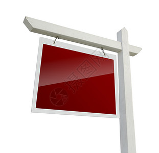 在白色背景和剪切路径上隔离的空白红色房地产符号图片