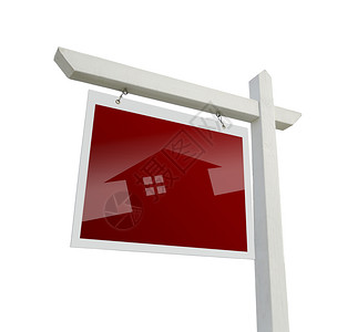 红色的房地产标志子的轮廓和剪切路径图片