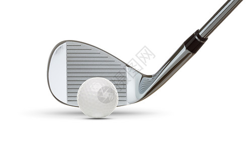 铬高尔夫俱乐部黑铁和高尔夫球白色背景背景图片