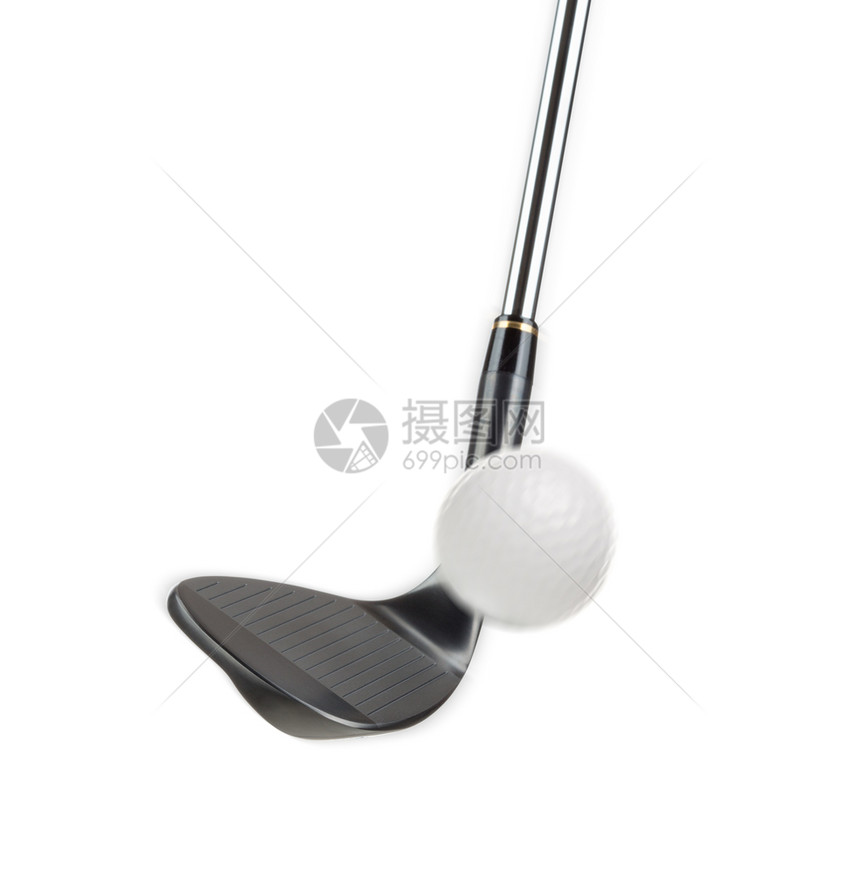 黑高尔夫俱乐部网铁打高尔夫球白色背景图片