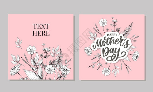 母亲节花卉框架背景矢量设计背景图片