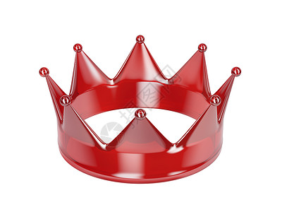 红色皇冠白色背景上孤立的红色水晶皇冠背景