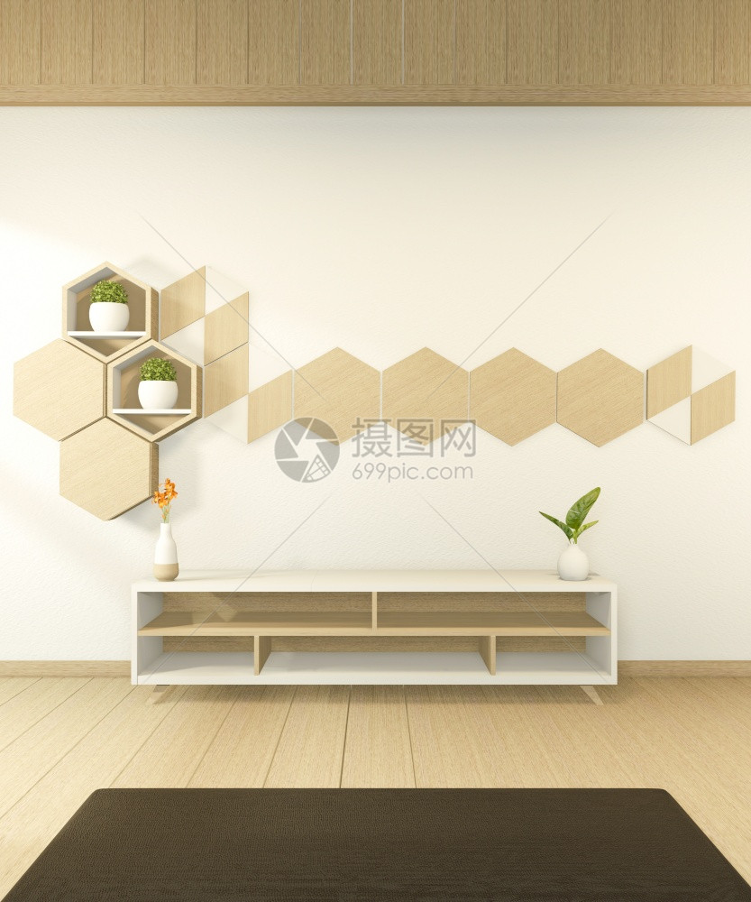 热带风格内部日本室最小设计3D图片
