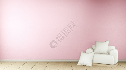 室内白色沙发和装饰的日本式现代客厅图片