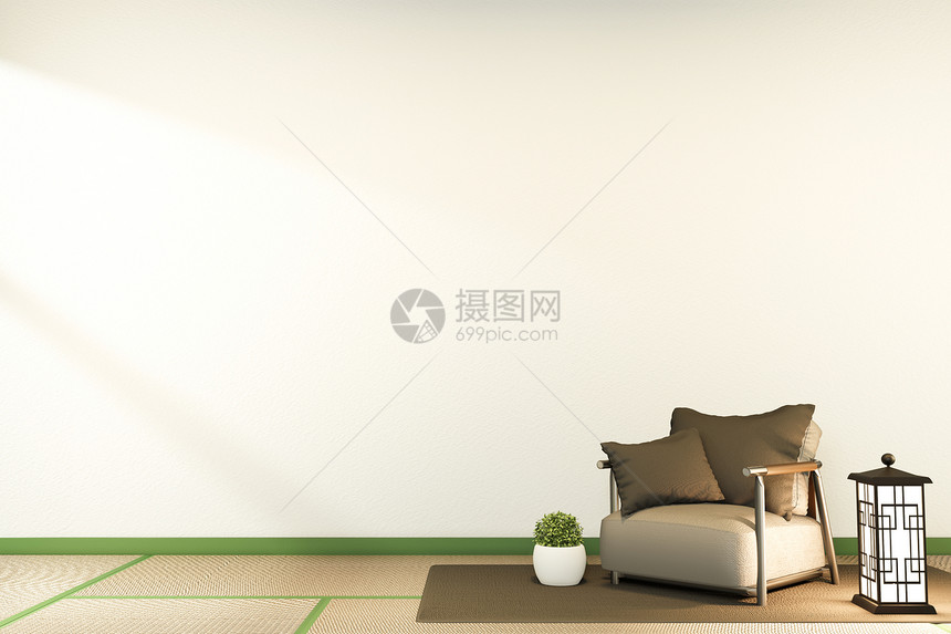 室内空房间日本式的手椅3D图片