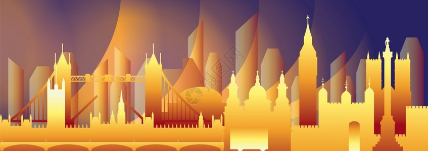 环球旅行概念伦敦市地标英语旅游和程矢量背景图片