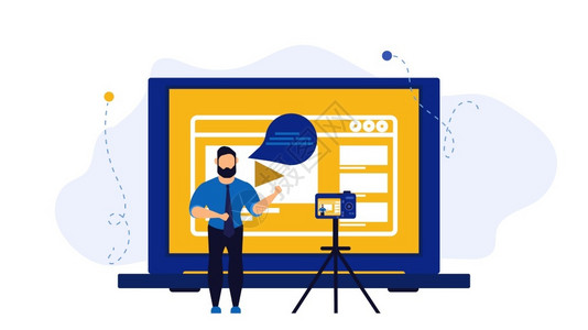 带通道素材网络vlog设计社交媒体广播告创作者网上络研讨会电影辅导带相机的解释者博客频道等插画