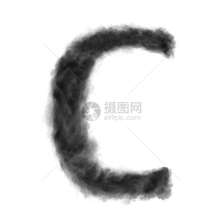 c字母用黑云或白色背景的烟雾制成有复空间不会变换字母用白色背景的黑云制成图片
