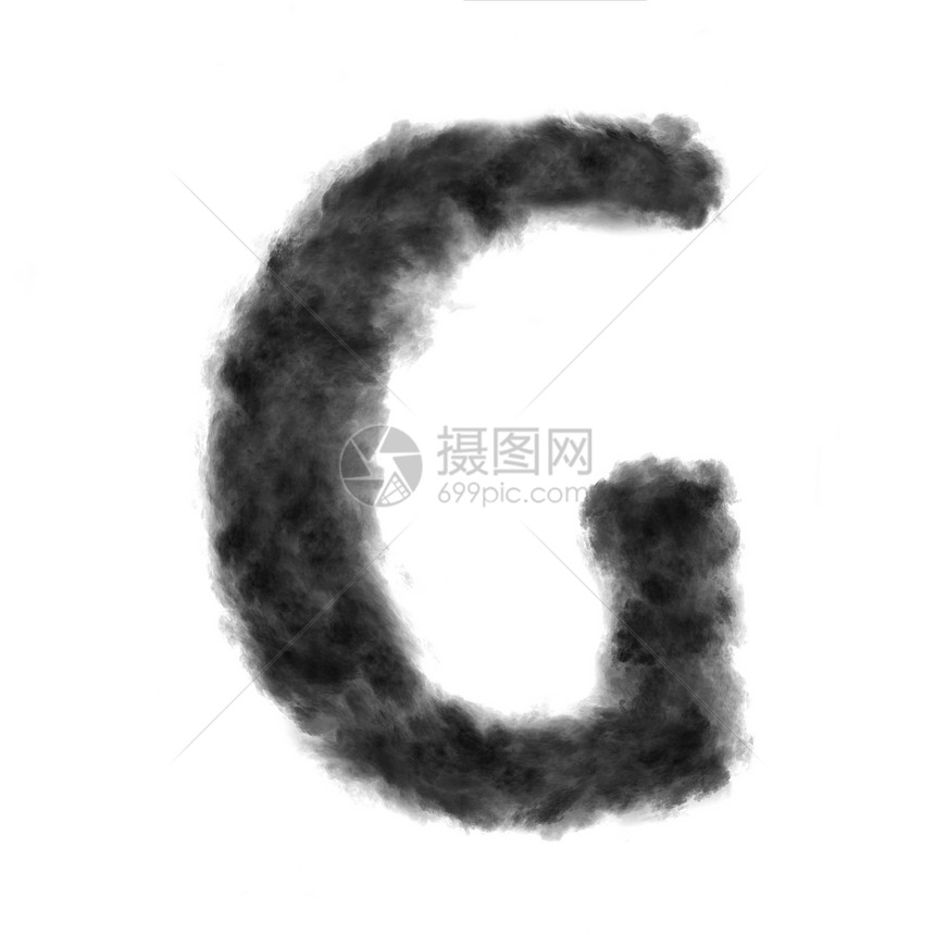 字母g由黑云或白色背景的烟雾制成带复空间不转换由白色背景的黑云制成图片
