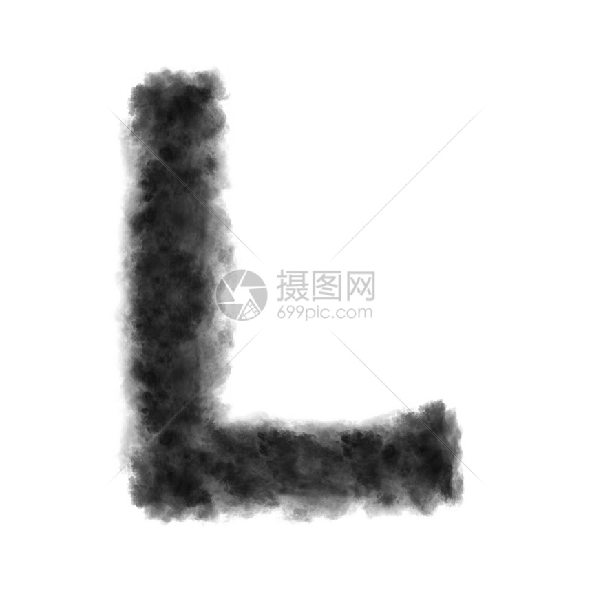我用黑云或烟制成的白色背景复制空间不转换字母i由黑云制成白色背景图片