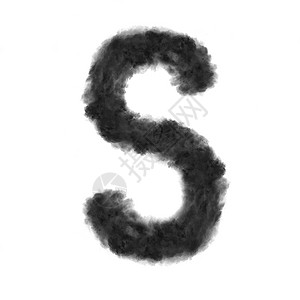 黑色雨水字体s字母由黑云或白色背景的烟雾制成有复空间不会转换字母由白云制成色背景的黑云制成背景