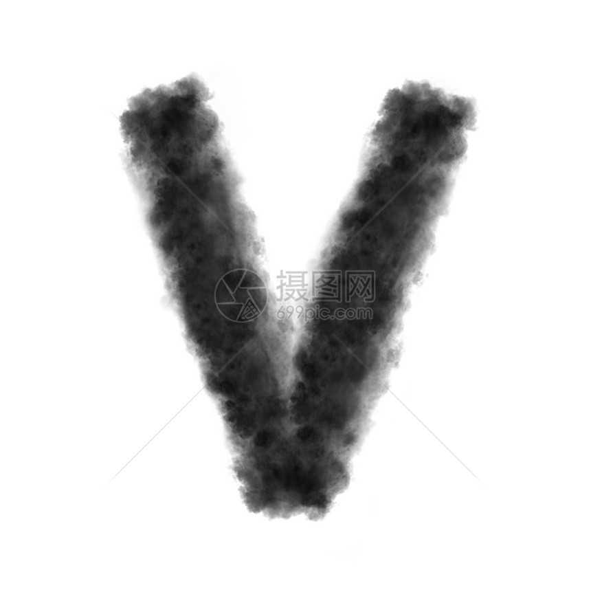 字母v由黑云或白色背景的烟雾制成带复空间不产生由白色背景的黑云制成图片