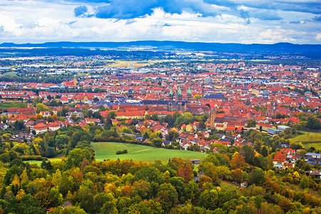 巴姆贝格上弗朗特尼亚德意志巴伐利亚地区的姆贝格伐利亚地区的空中全景图片