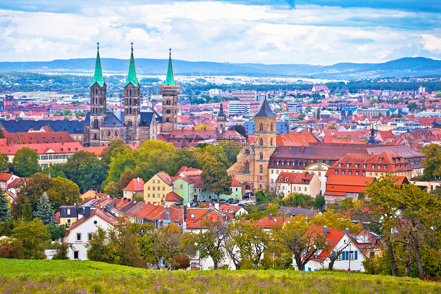 Bamberg景观和建筑全上层法语巴伐利亚地区德语图片