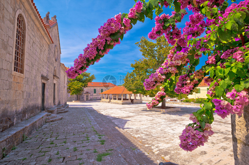 科库拉岛历史石广场小屋和教堂观光南部croati的Dlmti地区图片