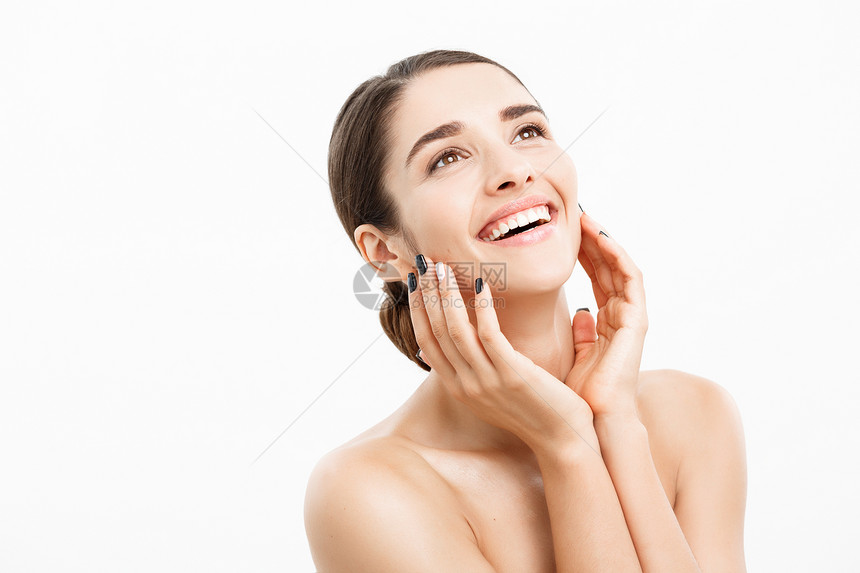 保健和spa概念有吸引力的年轻和健康妇女白底化妆保健和spa概念有吸引力的年轻和健康妇女白底化妆图片