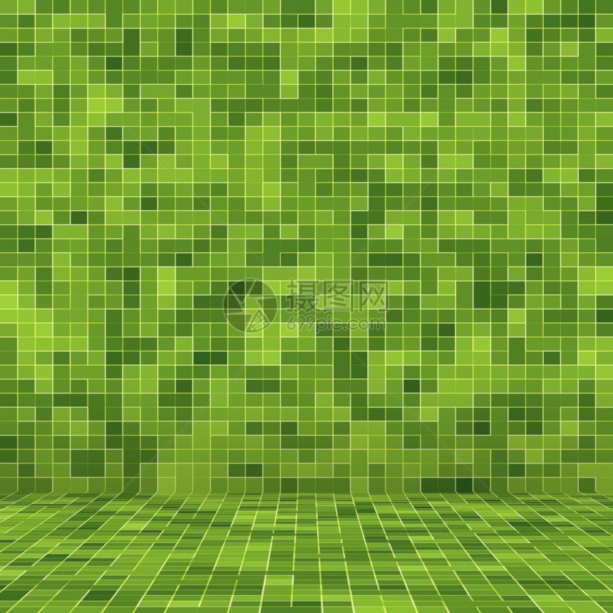 抽象绿色平方像素面的壁背景和纹理抽象绿色平面像素的壁背景和纹理图片