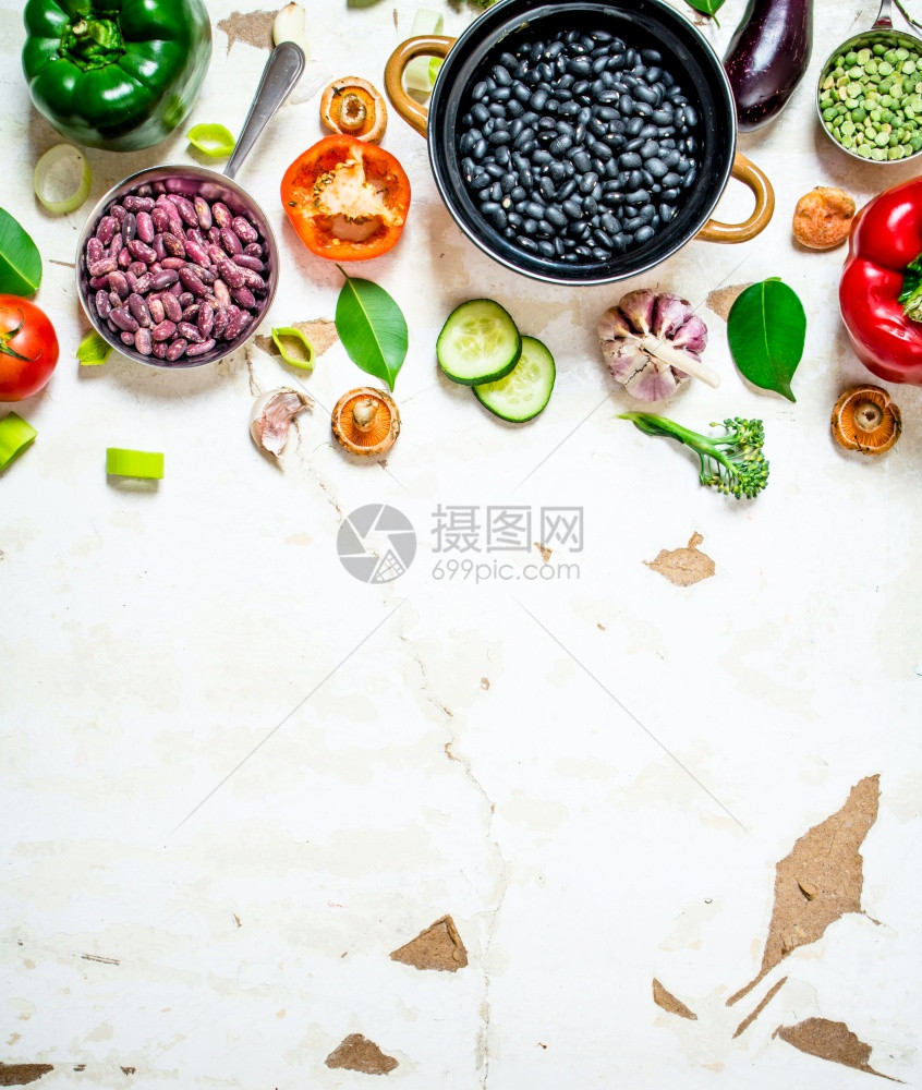 健康有机食品新鲜生菜豆子和扁生菜子和扁图片
