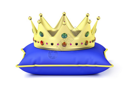 蓝色枕头上的皇冠金前视图片