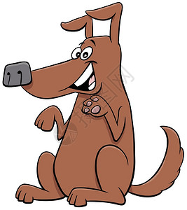 漫画插图滑稽有趣的棕色狗漫画动物人图片