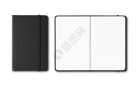 黑色杂志素材黑色关闭和打开的笔记本模型在白色上隔离黑关闭和打开的笔记本在白色上隔离背景