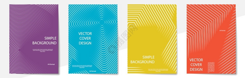 视觉海报几何覆盖设计模板a4格式书籍杂志笔记本专辑小册子平板设计现代颜色的一套可编辑版面布局插画