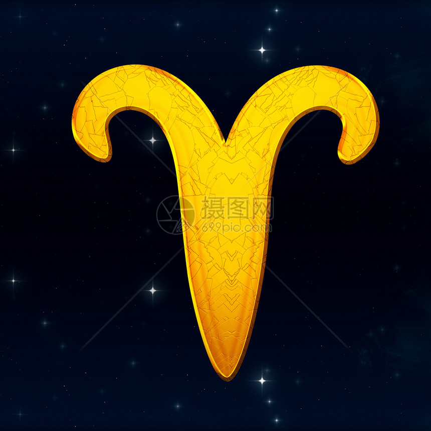 装饰金色星体的黄形符号aries插图图片