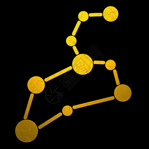 咆哮小老鼠图标装饰的金色占星学zodiac符号leo插图背景