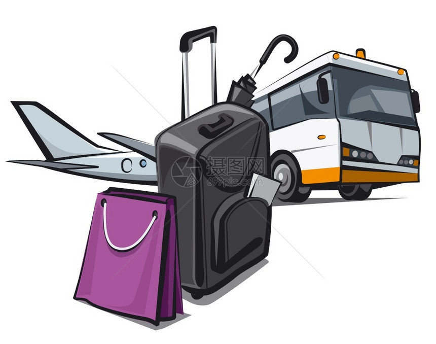 汽车旅行和行李箱平面图图片