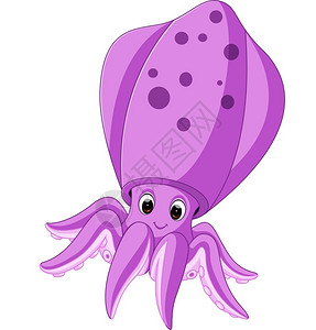 卡通紫色章鱼可爱鱿鱼漫画插画