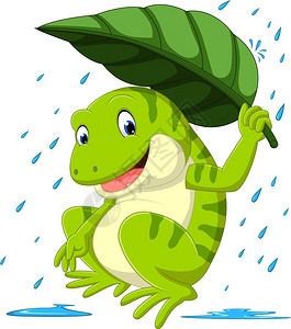 下雨打伞的青蛙插画