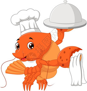 厨师龙虾龙虾漫画插画