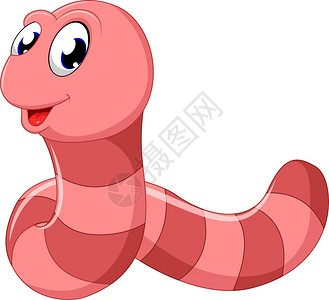 眼睛蛇可爱的粉红色虫漫画插画