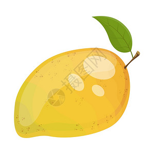 黄色芒果成熟的卡通芒果矢量插图插画