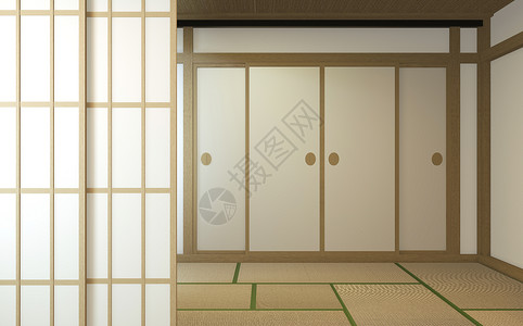 内置设计门纸和柜架壁塔米垫地板室日本式的背景图片