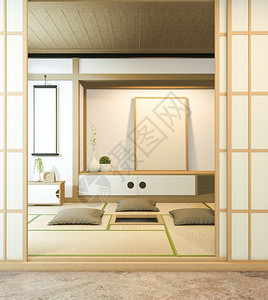 内置设计门纸和柜架壁塔米垫地板室日本式的图片