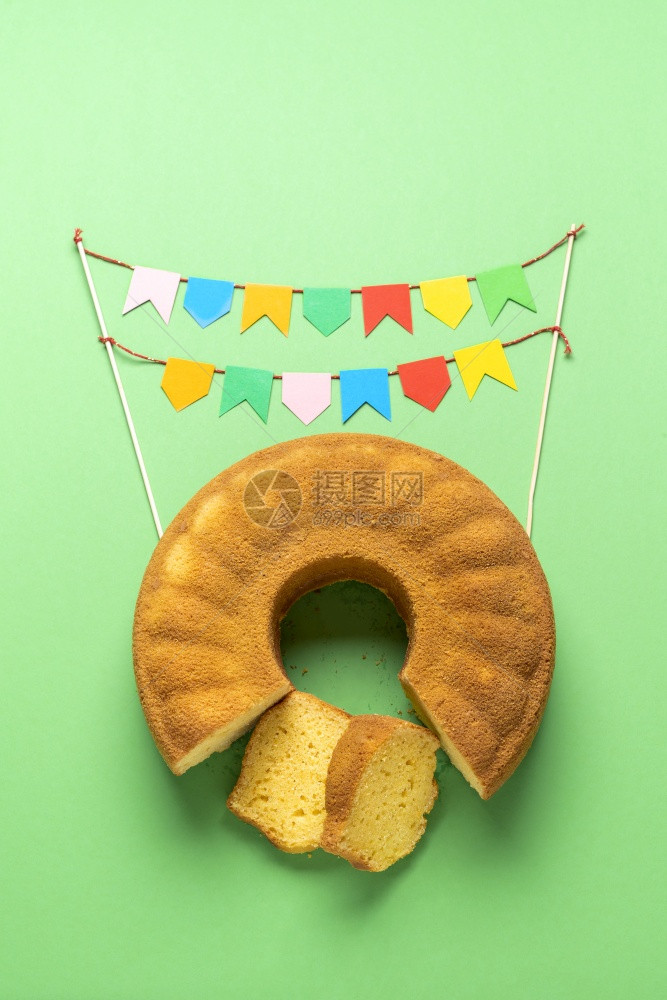 与玉米饼和政党旗帜的概念绿色无缝背景夏季节日的brazilnbodefuba玉米海绵蛋糕图片