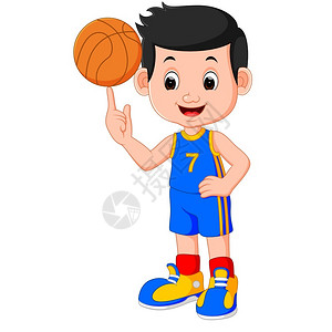 泽西岛男孩篮球运动员插画