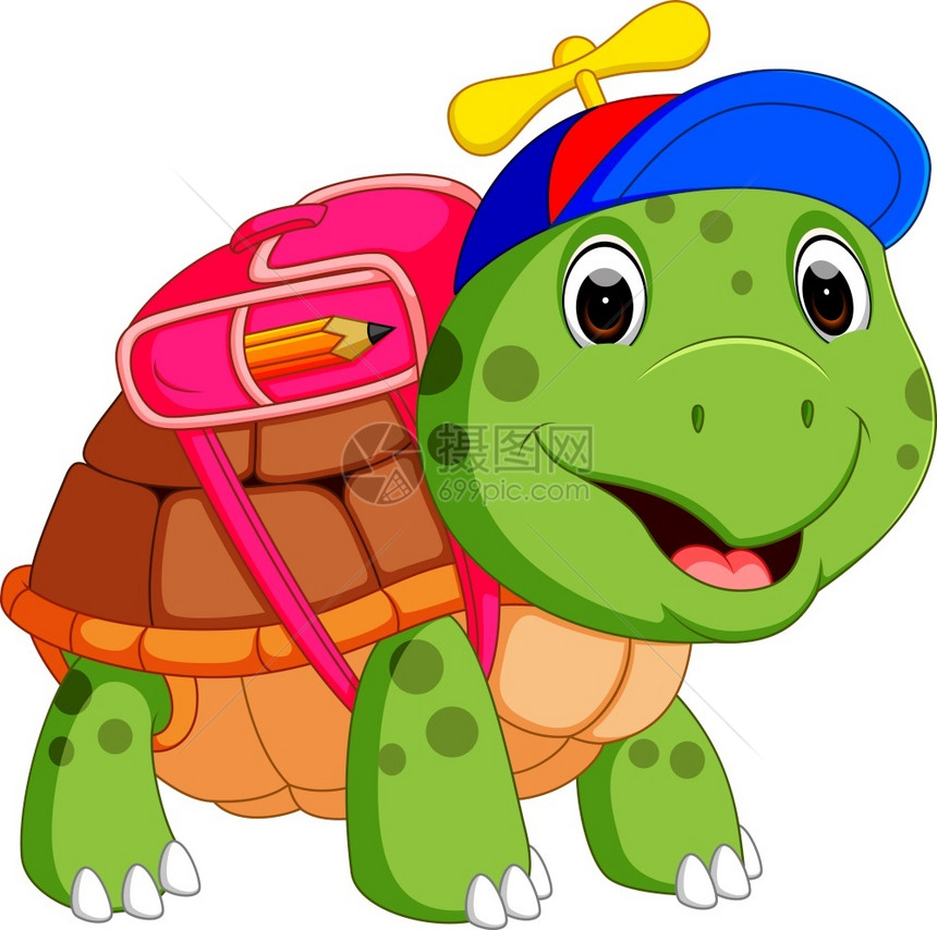 可爱的乌龟去上学图片