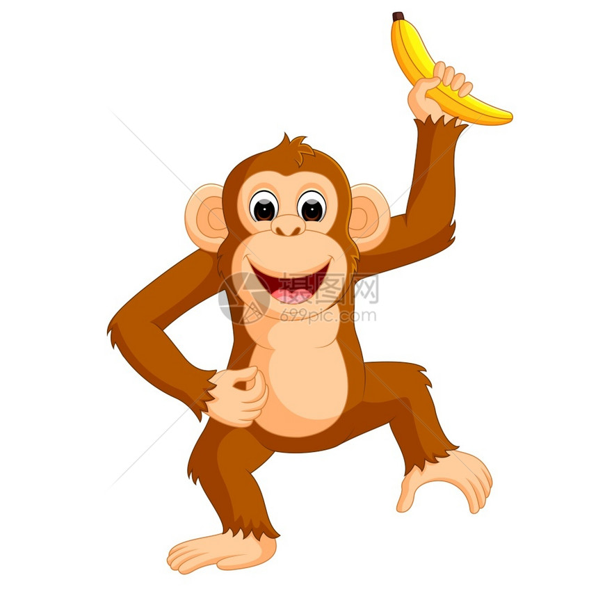 吃香蕉的可爱猴子漫画图片