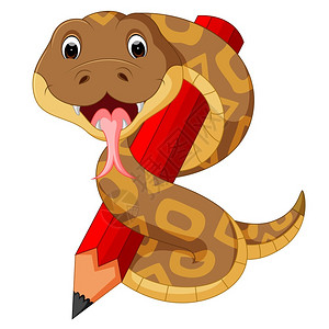 Python铅笔和可爱的蛇插画