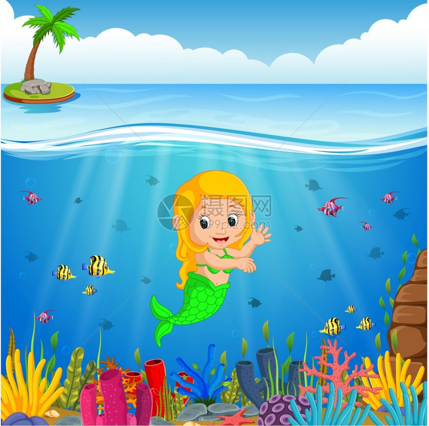 水下卡通美人鱼图片