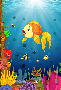 卤水海洋中可爱的鱼类插画
