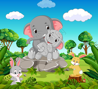 沃尔卡诺森林里的大象插画